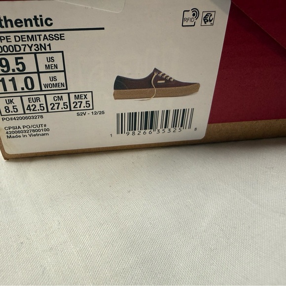 Vans crape demitasse Low-Top Suede Sneaker in Dark Brown Mens 9.5 women 11 - Picture 9 of 10